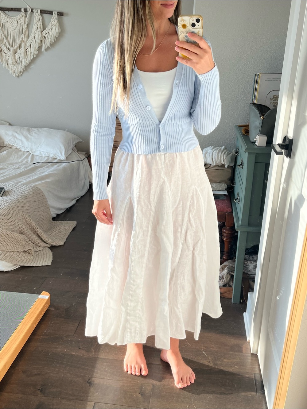 CP Shades Fanny 100% Linen White Midi Skirt - Picture 2 of 13